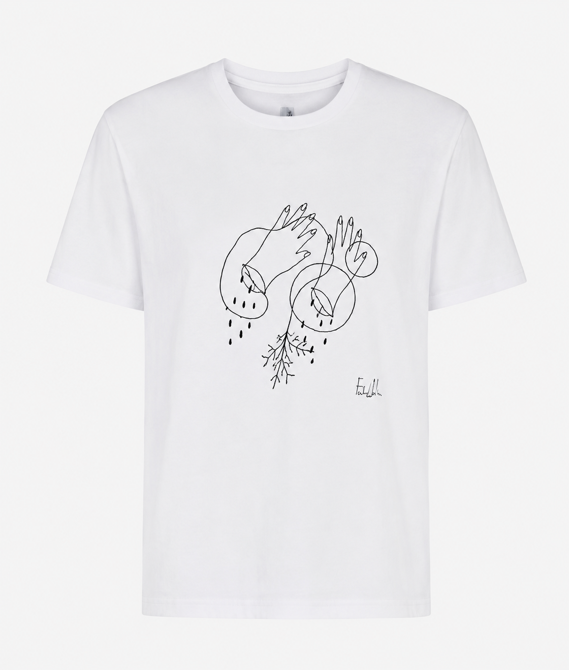 Camiseta blanca "Manos cortadas"