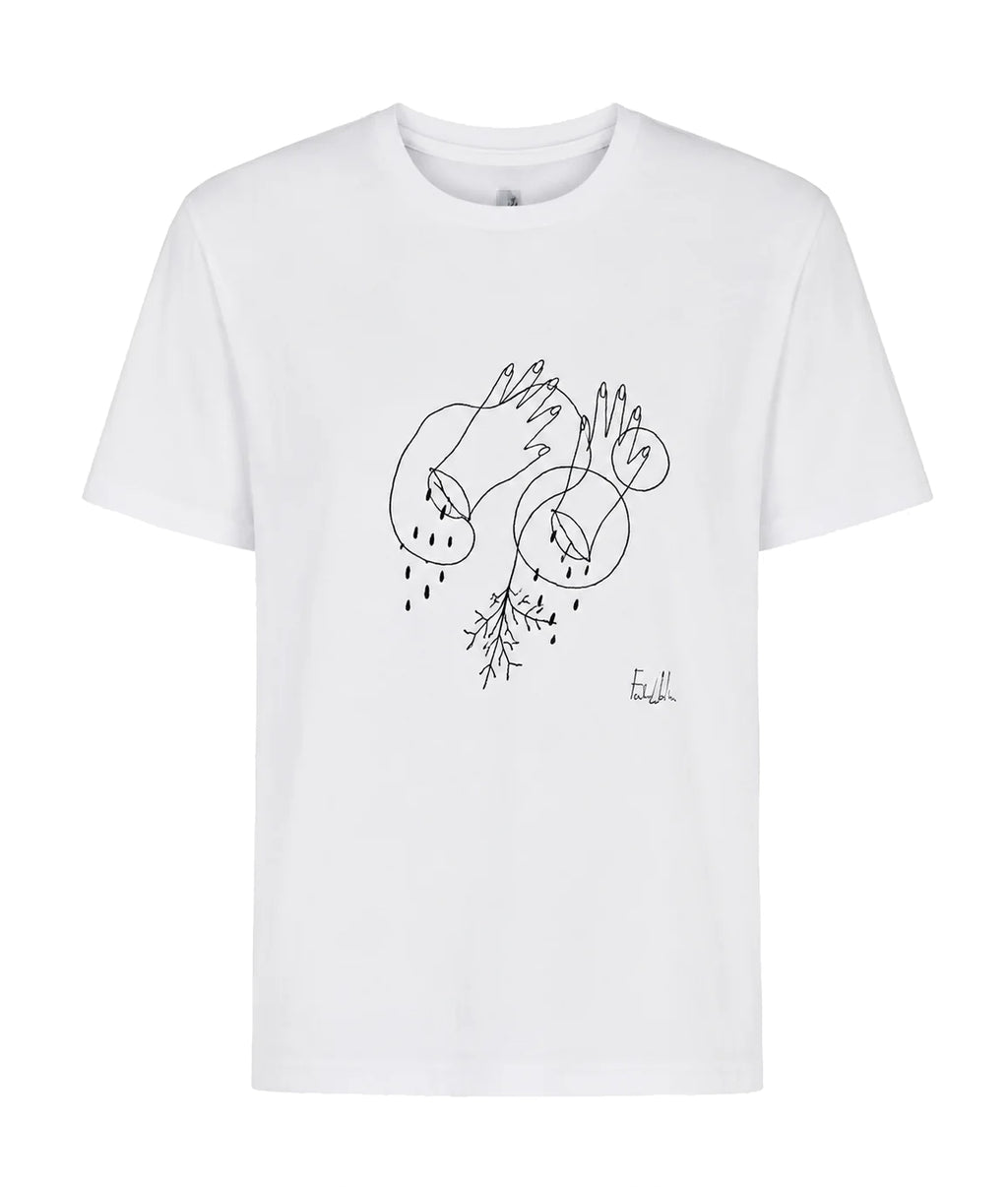 Camiseta blanca "Manos cortadas"