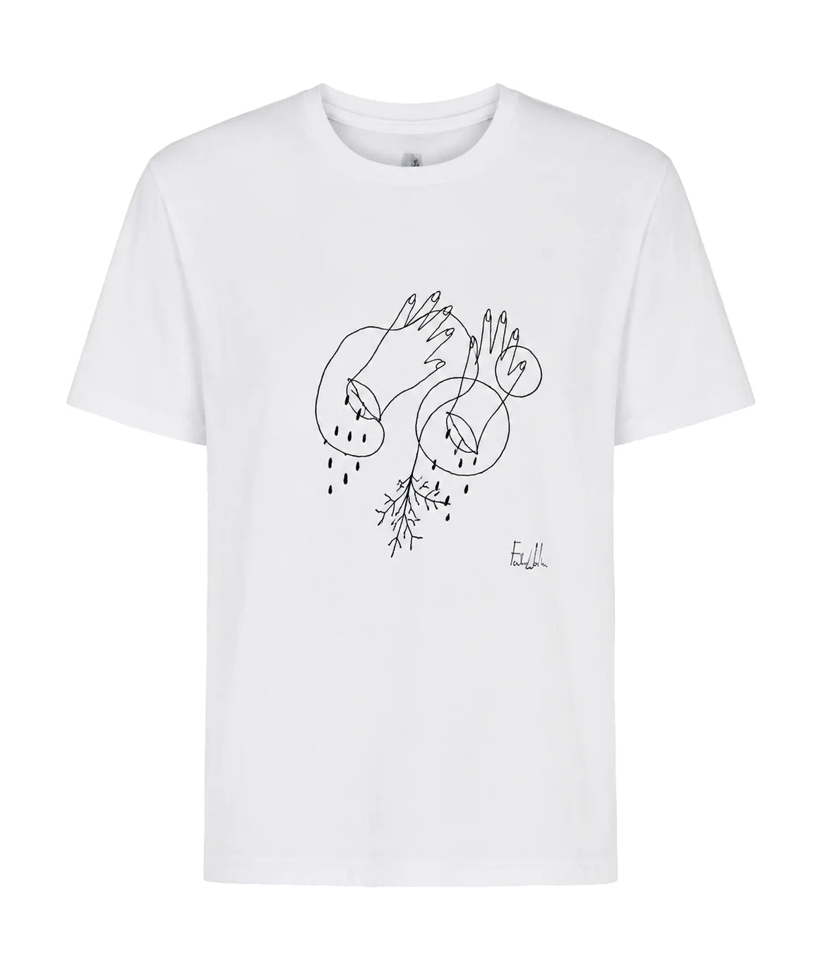 Camiseta blanca "Manos cortadas"